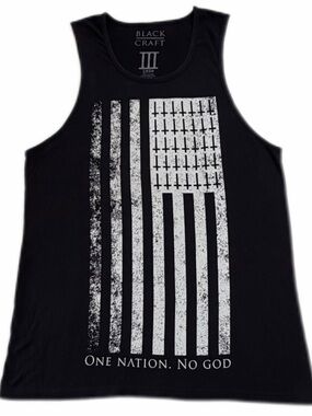 Blackcraft Cult Graphic Tank Top Black “One Nation” Flag Print Mens Med/Large